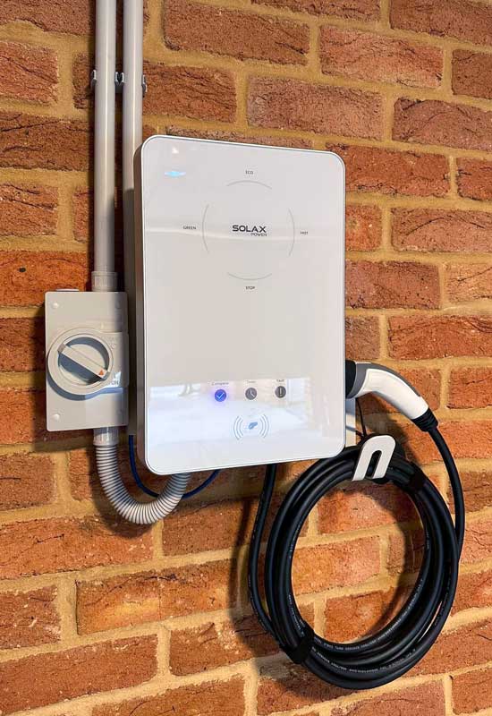 Home EV charger installation EV charger installed on the wall