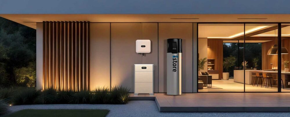 Solar, battery and iStore hot water system Hone with solar panels, battery storage and iStore hot water system