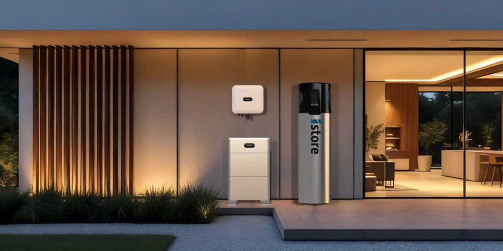 Solar, battery and iStore hot water system Hone with solar panels, battery storage and iStore hot water system
