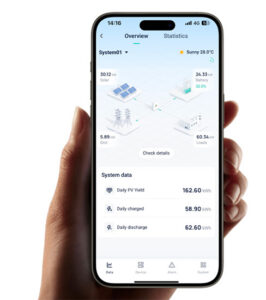 SolarX solar cloud monitoring app SolarX app showing solar system performance on a smartphone